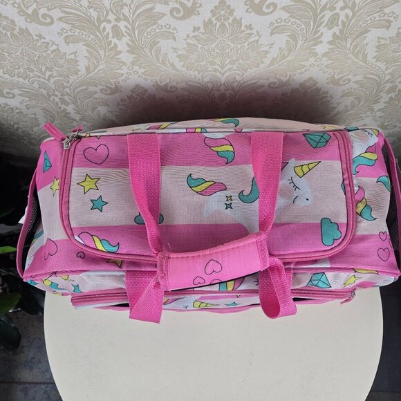 Olivet Intl 3 Piece Slumber Set Pink Unicorn Pattern Tent Sleeping Bag & Duffel - Picture 2 of 16